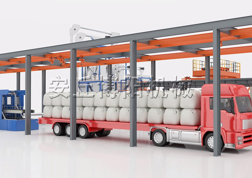  噸袋原料卸車+全自動噸袋拆包機(jī)解決方案